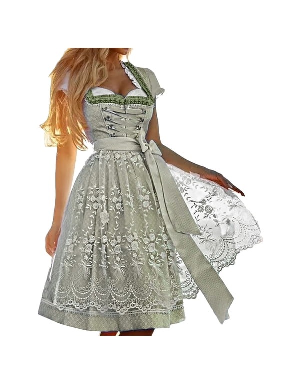 German Dirndl Dress Plus Size Midi Carnival Traditional Bavarian Oktoberfest Fancy Dress Women