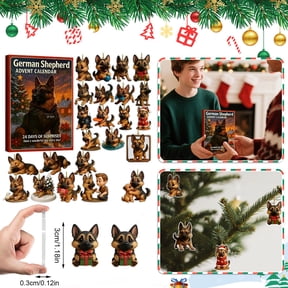 German Dog Advent Calendar Days Acrylic Countdown Calendar Boxes Dog Lovers Pendant Christmas Display,24pcs, A