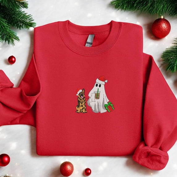 German Dog Breed Santa Embroidered Christmas Sweatshirt