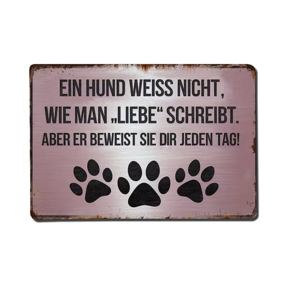 German Dog Quote Tin Sign Vintage Metal Poster Living Room Bar Man Cave Home Wall Art Decor 8x12inch