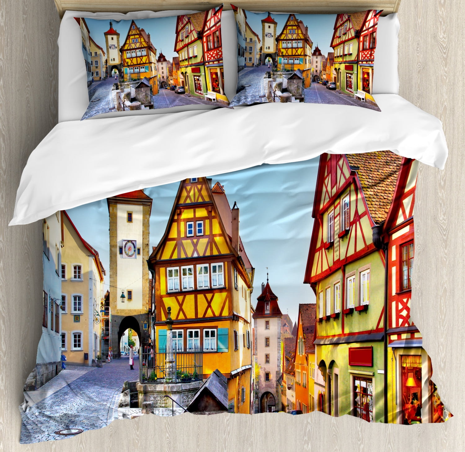 King Multicolor Microfiber Duvet Cover Set with Pillow Shams