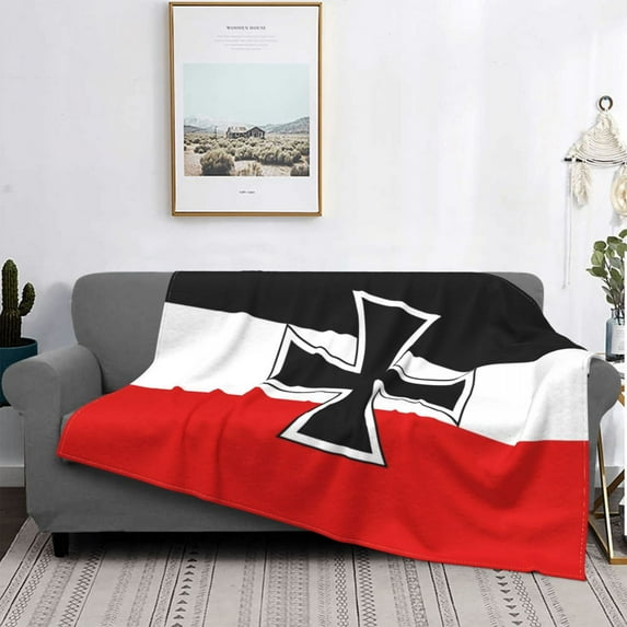 German Eagle And Iron Cross Of Prussia Throw Blanket Fleece Flannel Kingdom of Prussia Flag Emblem Blankets for Bedding Couch (2,125x150cm 50x60in)