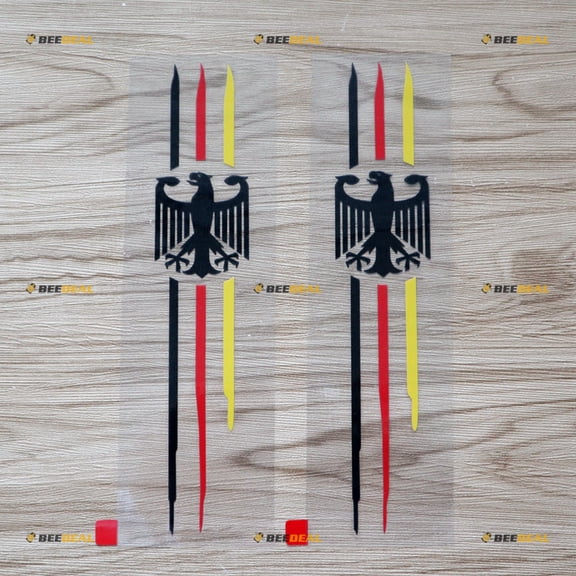 German Eagle Flag Color Vertical Stripes Germany Decal Vinyl Sticker - 2 Pack 8 Inches - Die Cut No Background