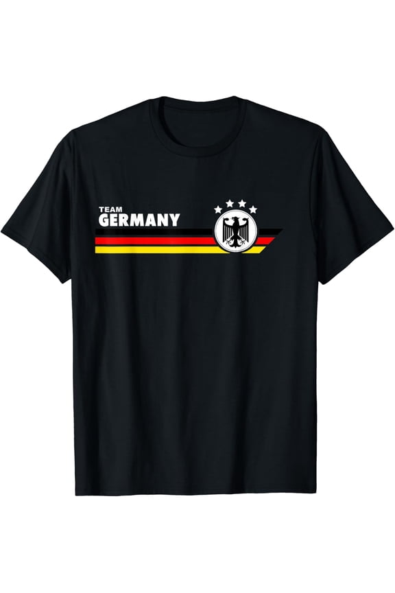 German Eagle & Germany National Flag Football Fan T-Shirt, Black Retro Misfits Journey Rock Style Unisex Casual Jersey Tee for Men Women Boys Soccer Supporters