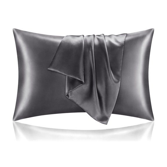 German Engineered Cooling Silk Pillow Shams Set of 2, Satin Pillowcases for Hot Sleepers with Hidden Zipper, Smooth Silk Pillow Covers for Caring Hair and Skin while Sleeping, Standard(20''x26'')