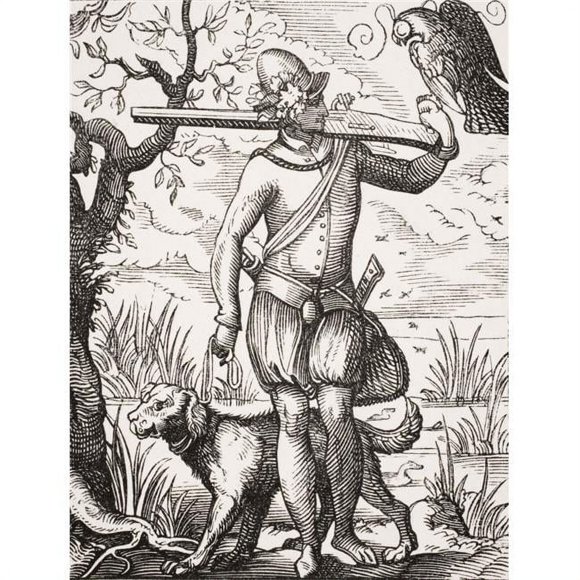 German Falconer 19th Century Reproduction From 16th Century Engraving by Jost Amman Poster Print 12 x 16