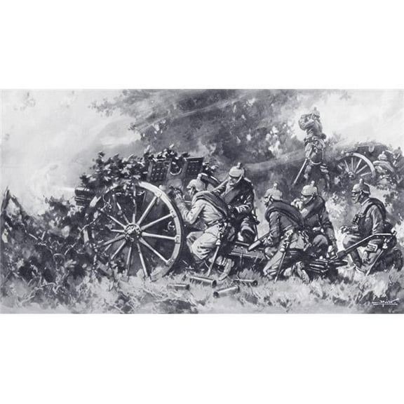 German Field Guns In Action During World War One. A Masked Battery Screened by Poster Print, 38 x 20