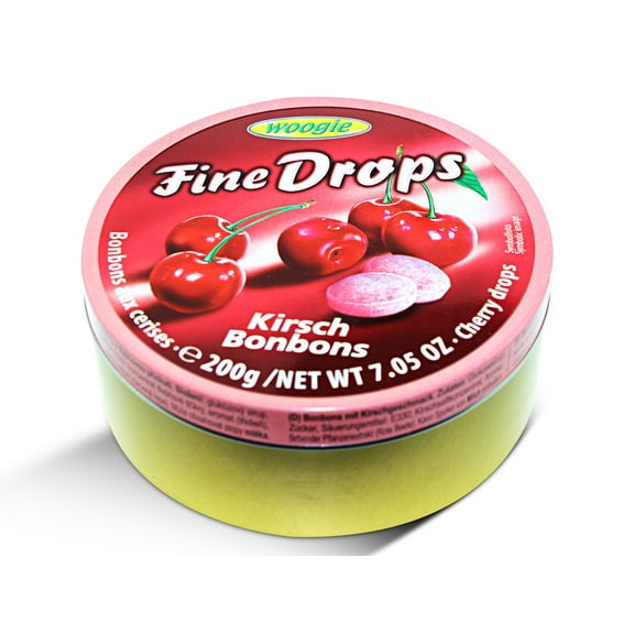 German Fine Drops Sanded Cherry Candy Tin 200gr (Kirschgeschmack) (8 pcs)