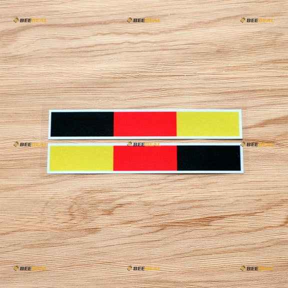 German Flag Car Stripes Sticker Decal Vinyl - Pair Mirror Images Reversed Reflective 6"