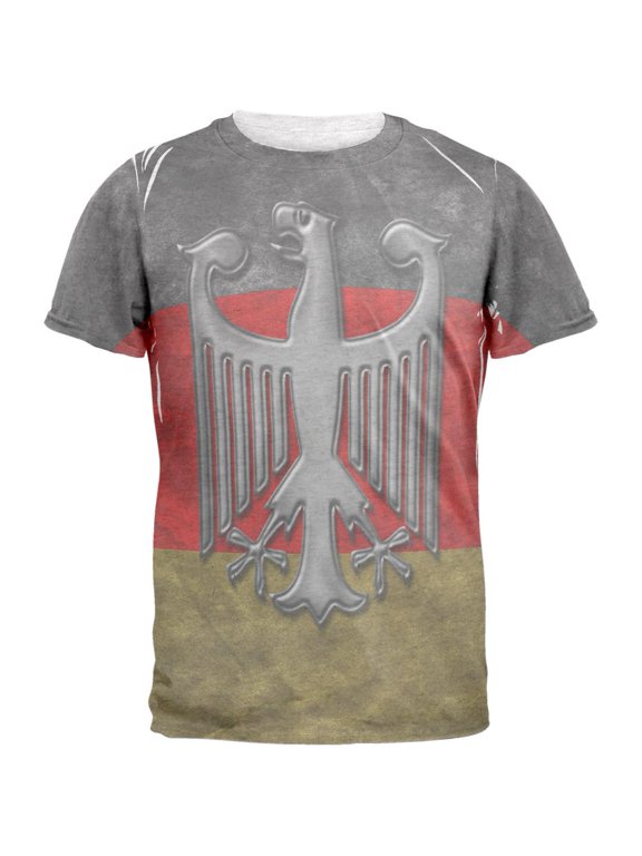 German Flag Eagle Crest Mens T Shirt Heather White MD