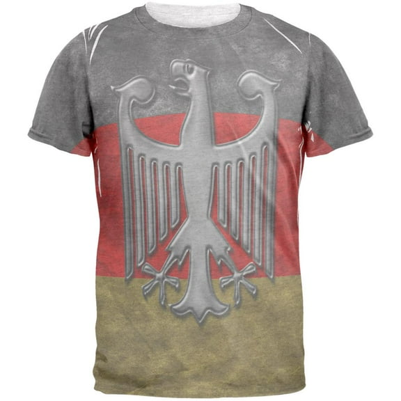 German Flag Eagle Crest Mens T Shirt Heather White SM