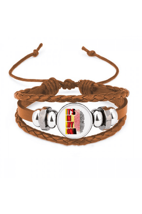 German Flag Fingerprint Gene Bracelet Wristband Leather Jewelry Ornament