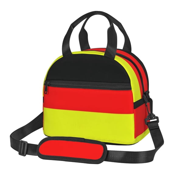 German Flag Germany Insulated Adults Lunch Bag with Removable Shoulder Strap&Front Pocket Lunch Tote Box Reusable Cooler Bag