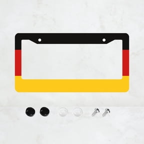 German Flag License Plate Prame Aluminum Rust-Proof Auto Parts License Plate Decorative Screws Fit Standard 2 Holes 1 U.S. License Plate, 12.2x 6.3 Inch