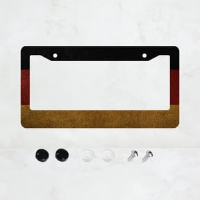 German Flag License Plate Prame Aluminum Rust-Proof Auto Parts License Plate Decorative Screws Fit Standard 2 Holes 1 U.S. License Plate, 12.2x 6.3 Inch