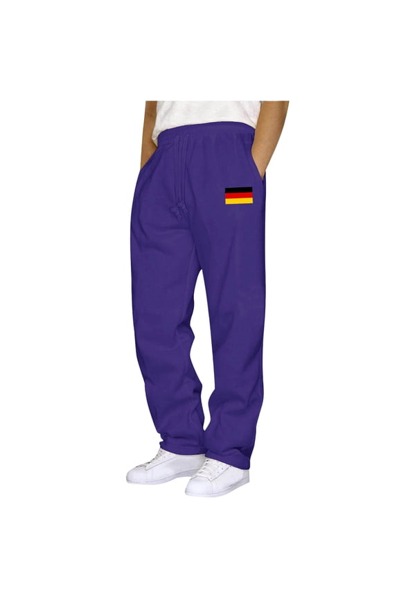 German Flag Print Streetwear Sweatpants Fashion Trend Elastic Waist Joggers Straight Leg Casual Pants