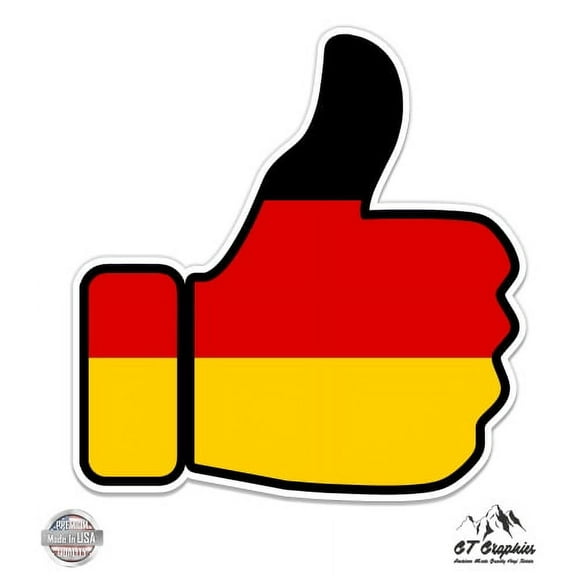 German Flag Thumbs Up - 3" Vinyl Sticker - For Car Laptop I-Pad Phone Helmet Hard Hat - Waterproof Decal