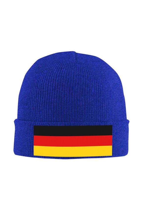 German Flag Winter Beanie Hats for Men Women Warm Cozy Knitted Cuffed Skull Cap Blue