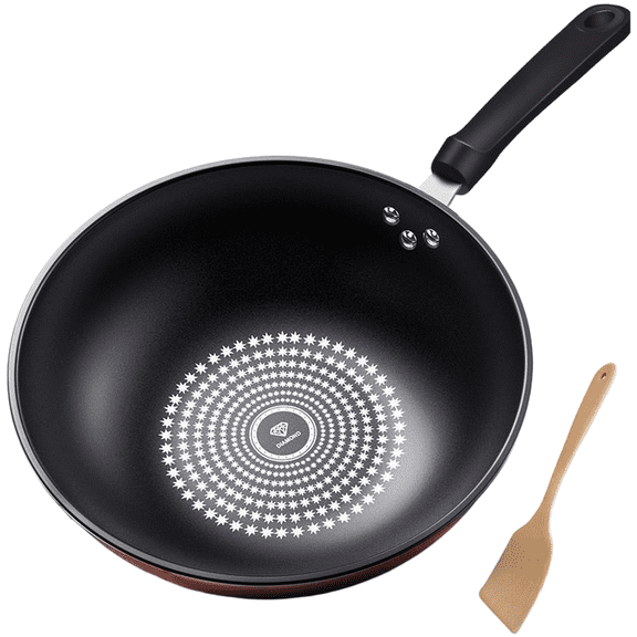 German For Crystal Diamond Wok Non Frying Pan Induction Compatible Gas Stove