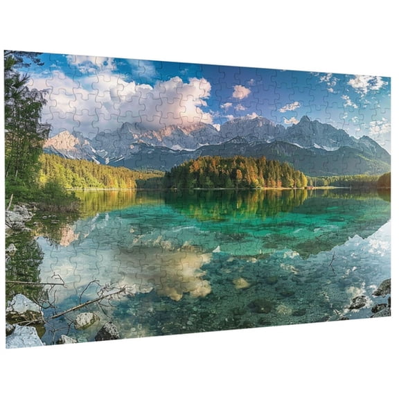 German German Lake Jigsaw Puzzles 100 Pieces Nature Landscape Puzzles for Adults with Letters on Back Hard Impossible Difficult Challenging Family Puzzle Mountain Scenery Lake Puzzles