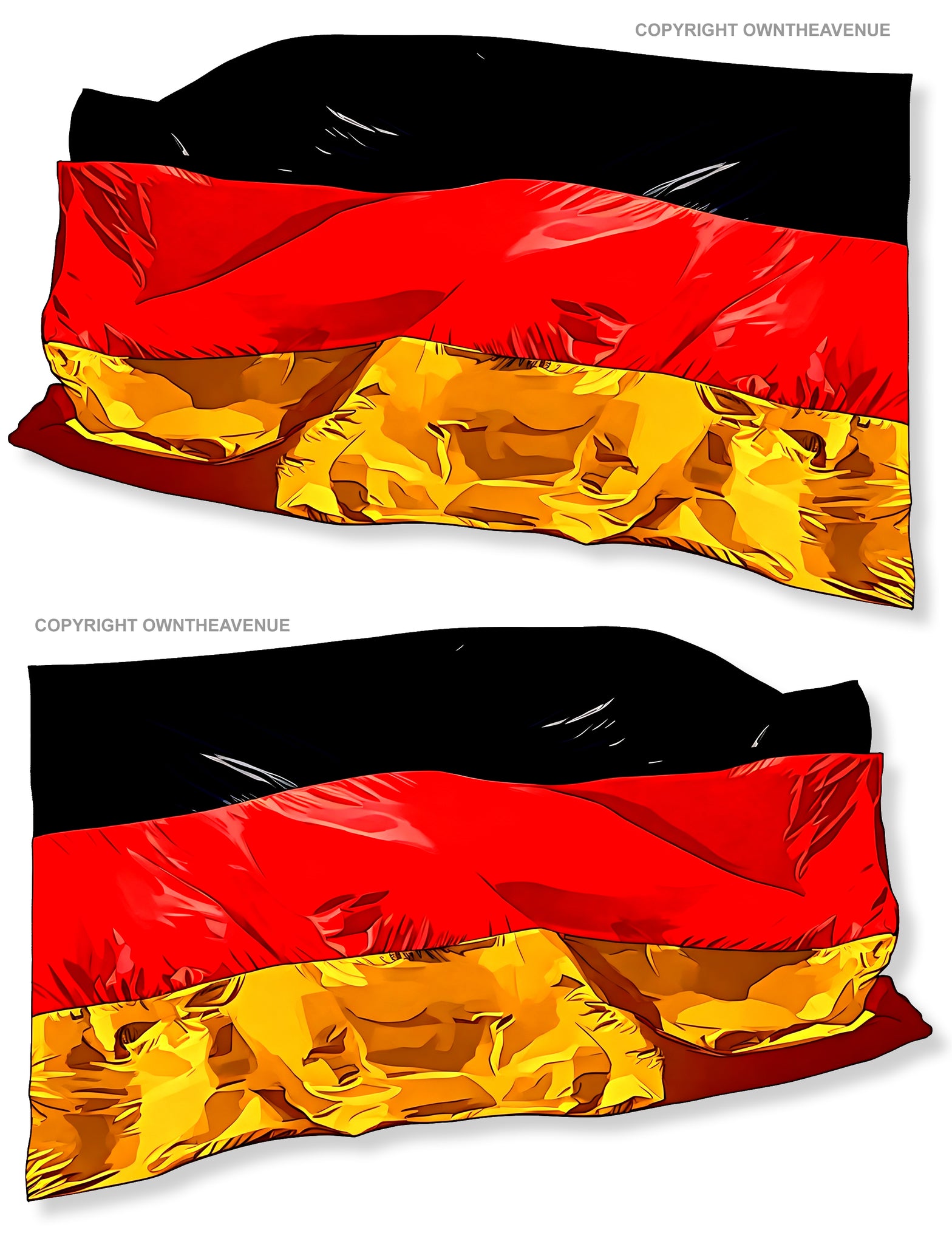 Realistic German Table Flag on a Black Steel Pole. Souvenir from