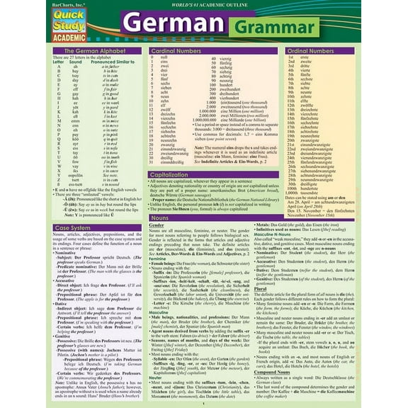 German Grammar : QuickStudy Laminated Reference Guide (Edition 2) (Other)