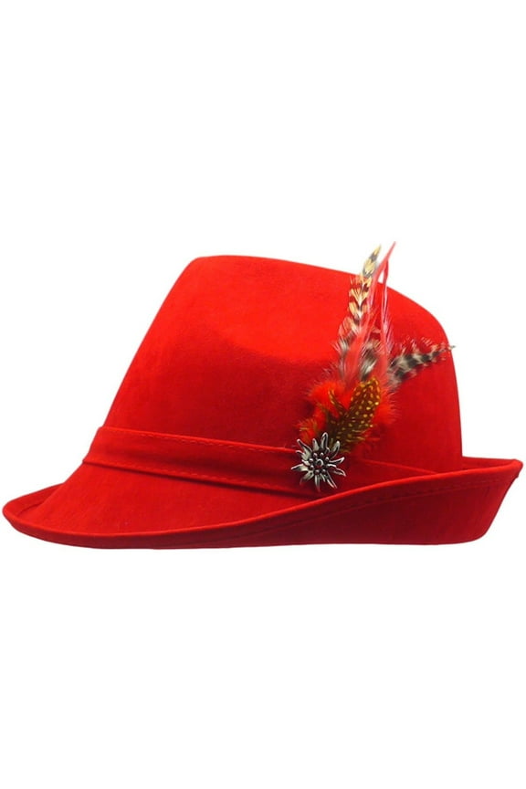 German Hunter Red Hat Fedora for Men and Women |  XL