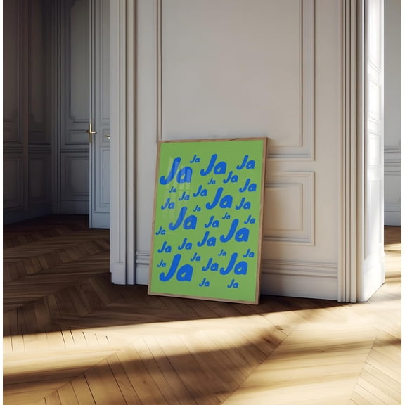 German "Ja" Quote Print, Modern Minimalist Typography Art Home Decor #2411, 8x12 UNFRAMED