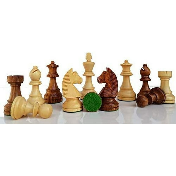 German Knight Chess Pieces - Handcrafted Wooden Staunton Tournament Chessmen in Golden Rosewood-Chess Collector's Choice | Queen's Gambit