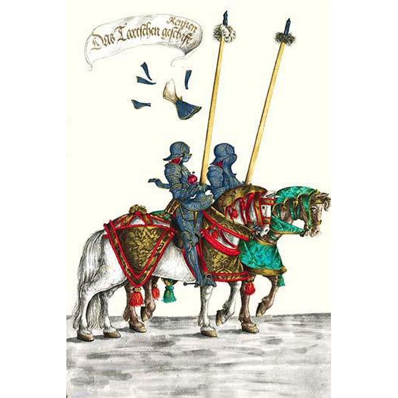 German Knights in Horseback in Procession-Fine Art Canvas Print (20" x 30")