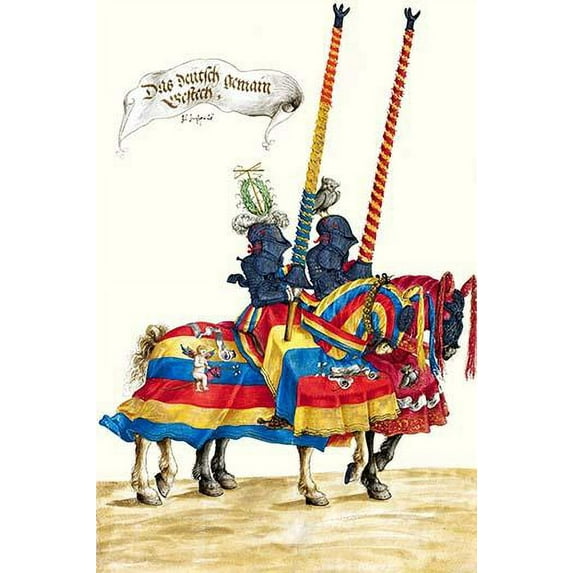 German Knights in Horseback in Procession Poster Print by H. Burkmair (18 x 24)