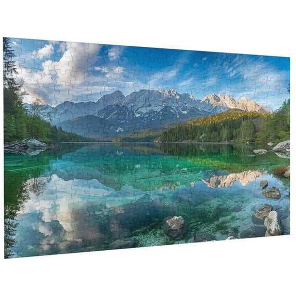 German Lake Jigsaw Puzzles 300 Pieces Nature Landscape Puzzles for Adults with Letters on Back Hard Impossible Difficult Challenging Family Puzzle Mountain Scenery Lake Puzzles
