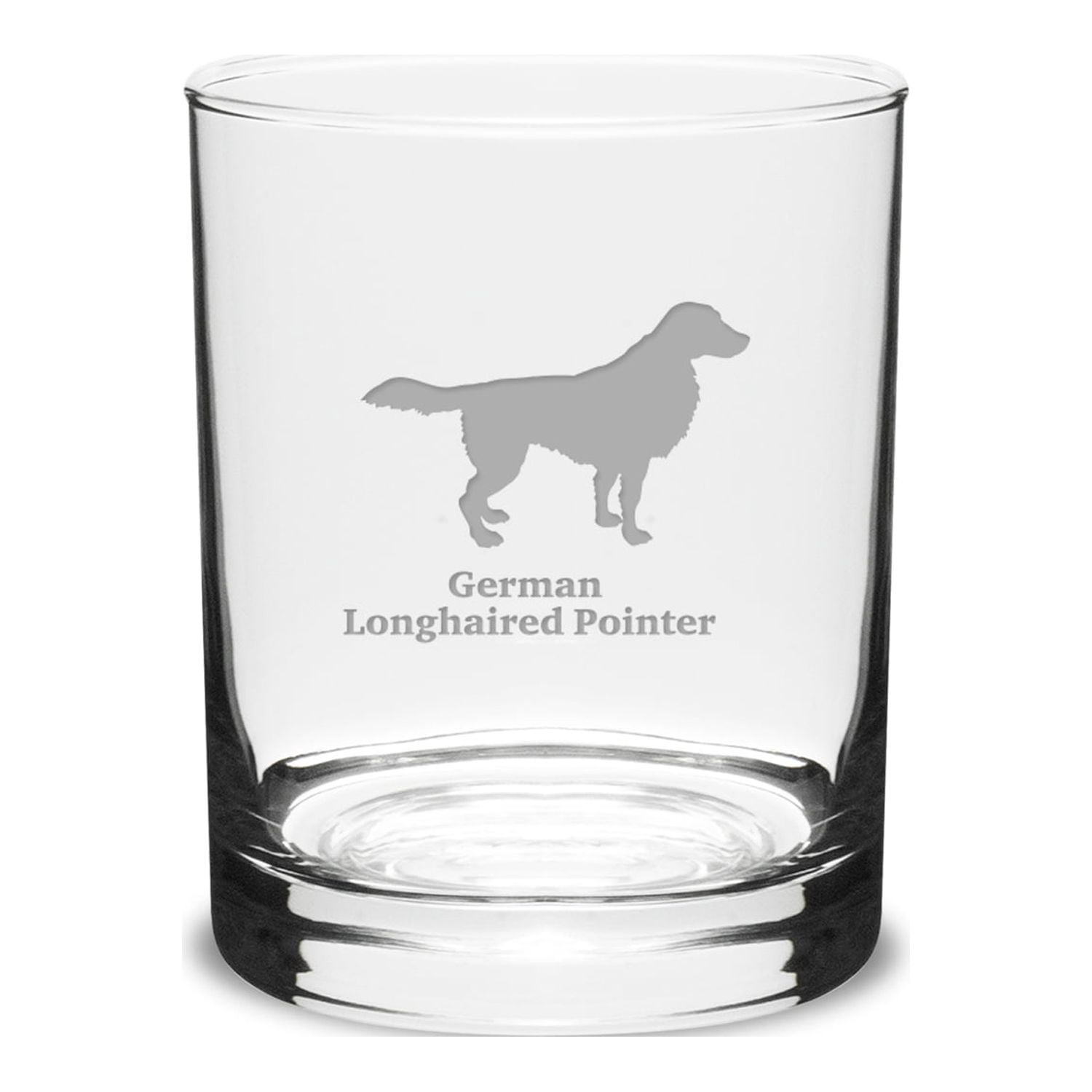 Glass Pointers German Longhaired Pointer Deep Etched 14 oz Classic Double Old Fashion ...