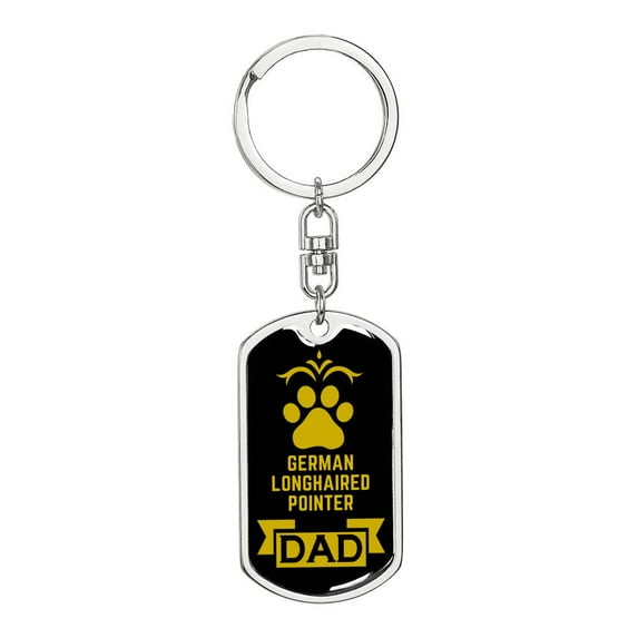 German Longhaired Pointer Keychain Stainless Steel or 18k Gold