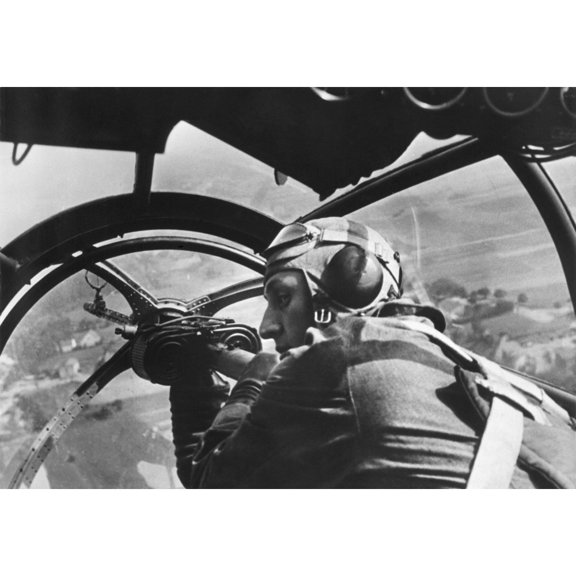German Machine Gunner In An Airplane During First Days Of World War 2 In Poland. Sept. 16 History