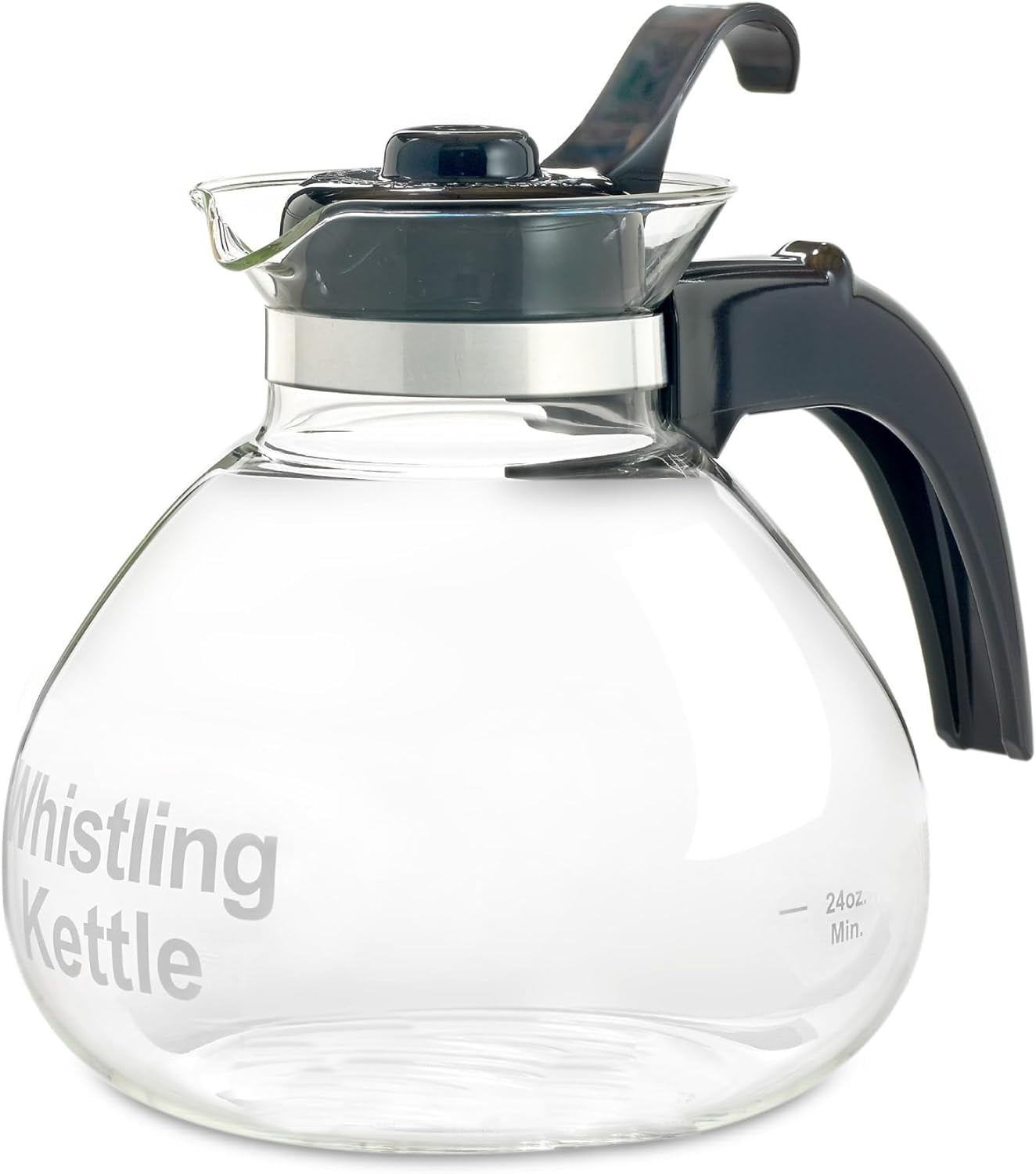 GermanMade Borosilicate Glass Stove Top Whistling Tea Kettle 12 Cup