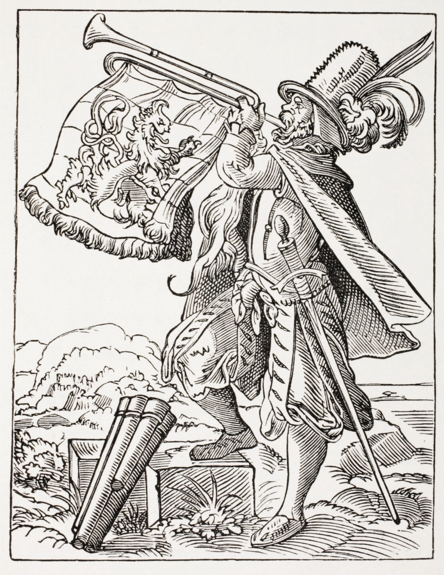 German Musician Playing Military Trumpet After A Work By Jost Amman From Les Artes Au Moyen Age Published Paris 1873 Canvas Art - Ken Welsh  Design Pics (12 x 16)