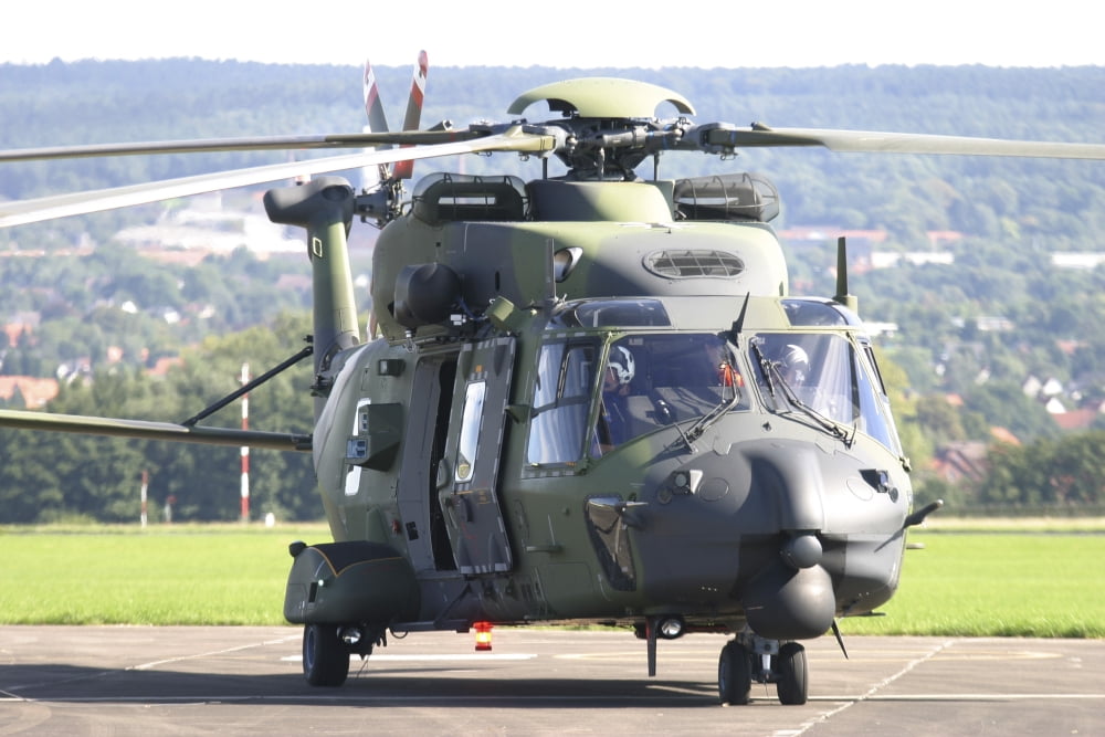 German NH90 helicopter Buckeburg Air Base Germany Canvas Art - Timm ZiegenthalerStocktrek Images (18 x 12)
