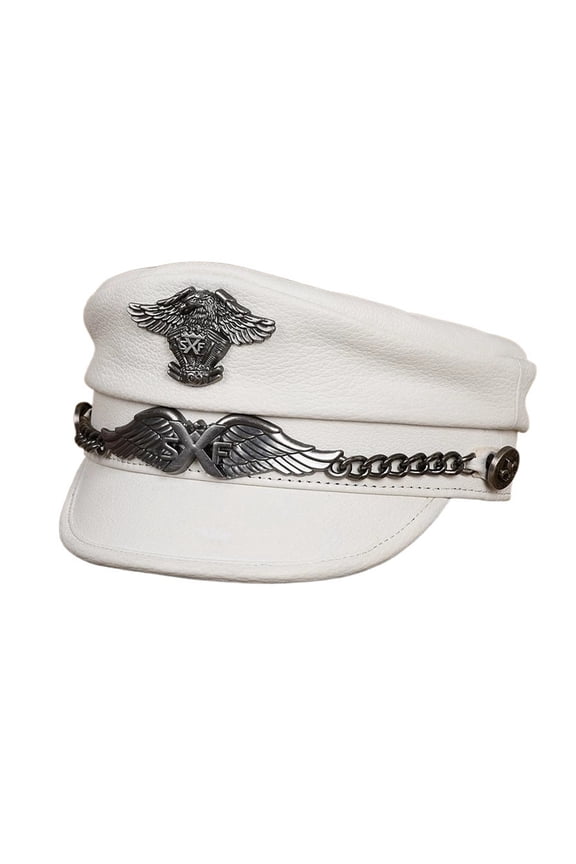 German Navy Hat For Men Unisex Genuine Leather Retro Locomotive Caps Male Spring Sailor Captain Casquette Cool Flat Top ,Durable Quality