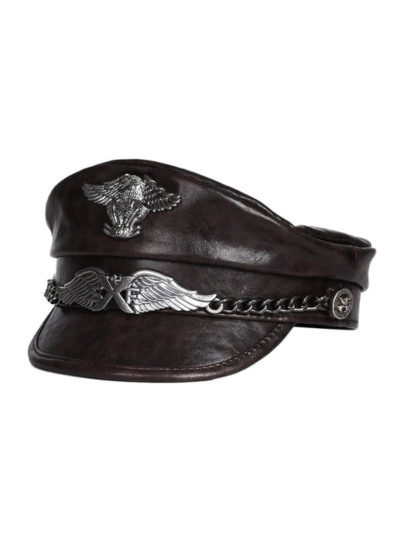 German Navy Hat For Men Unisex Genuine Leather Retro Locomotive Caps Male Spring Sailor Captain Casquette Cool Flat Top ,Fashion Design