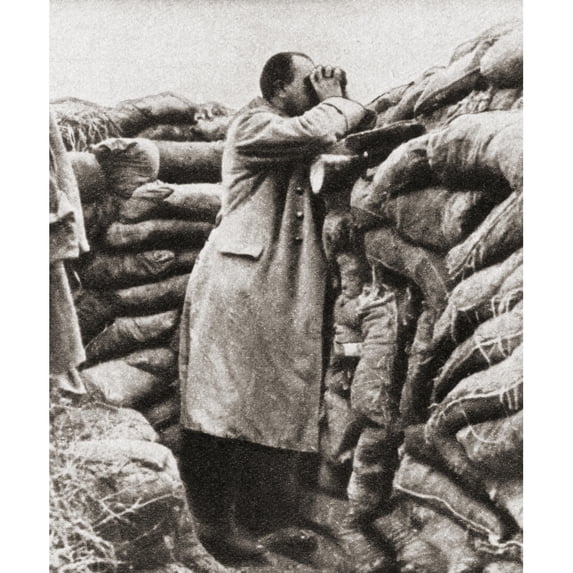A German Officer In A Heavily Sandbagged Observation Point During Wwi. From The Pageant Of The Century, Published 1934 by Hilary Jane Morgan / Design Pics (12 x 15)