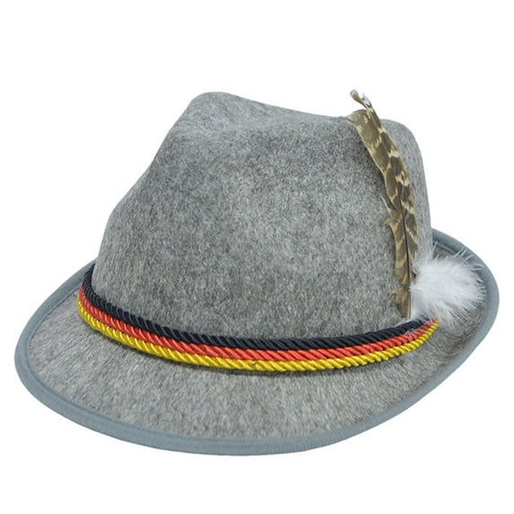German Oktoberfest Hat Alpine Felt Fedora Bavarian Swiss Feather Hat