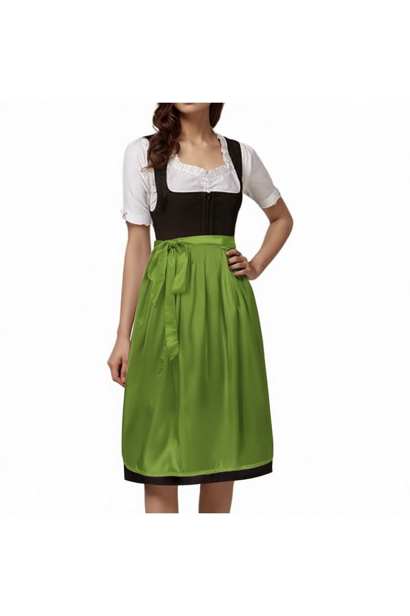 German Oktoberfest Women's Classic Solid Color Half Apron With Ties For Party Dress Bavarian Style