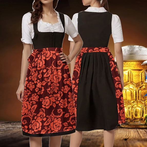 German Oktoberfest Women's Laced Half Apron Bavarian Traditional Cosplay For Party Dress Up