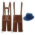thumbnail image 1 of German Oktoberfest for Men Lederhosen Overalls Jumpsuit with Classic Bavarian Hat Complete Two Piece Set Outfit, 1 of 6