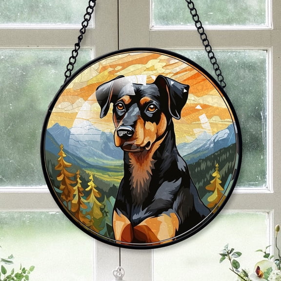 German Pinscher Christmas Dog Ornament Christmas 2025 - German Pinscher Dog Stained Glass SunCatcher for Windows - Christmas, Dog Christmas Decor, Dog Christmas