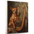 thumbnail image 1 of German Pinscher Cute Dog Harp Stretched Canvas Size 8x12 – Retro German Pinscher Dog Batter in Action With Harp for Themed Living Room, 1 of 5