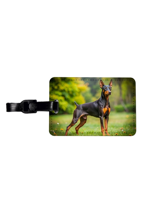 German Pinscher Dog Photo Faux Leather Travel Luggage Tag