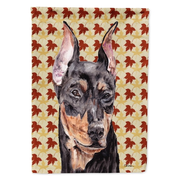 German Pinscher Fall Leaves House Flag