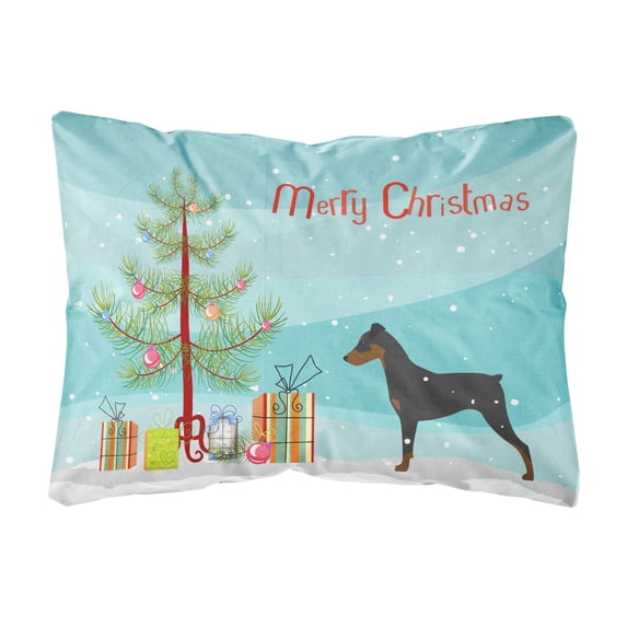 German Pinscher Merry Christmas Tree Canvas Fabric Decorative Pillow